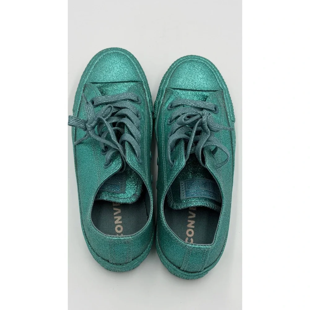 Converse Chuck Taylor All Star Low Teal‎ Green Glitter Sneakers Womens 6 164813C